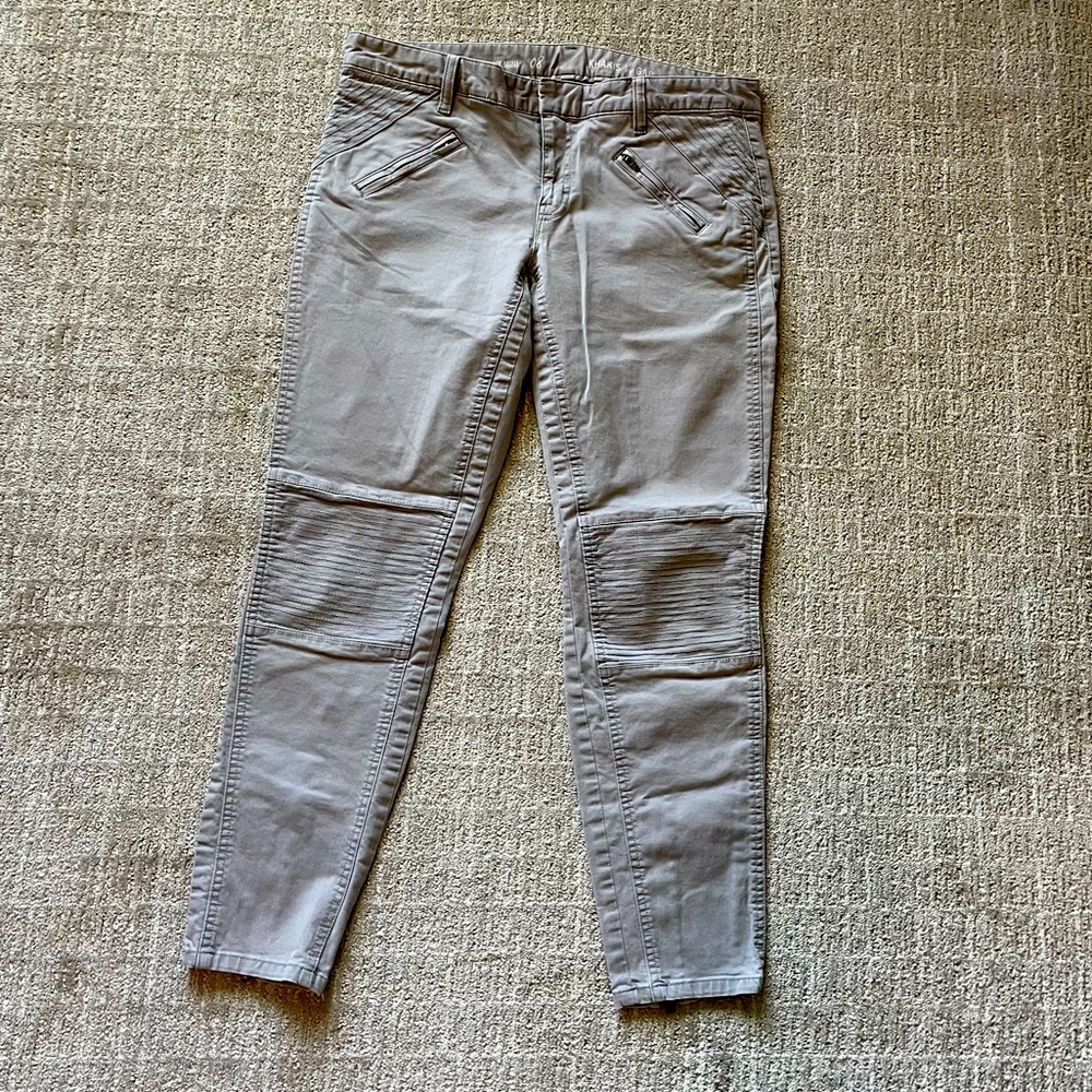 Gap Skinny Mini Khakis, Grey, Stitched Knees, Stretch, Calf Zipper